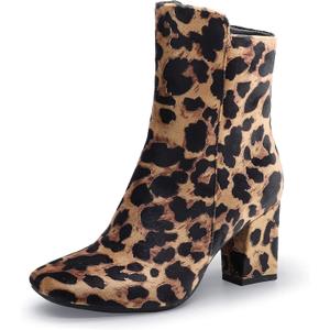 IDIFU Women's Ada Fashion Square Toe Ankle Boots Low Block Heel Short Boots Side Zipper Booties Shoes- Half Size Larger (5.5)