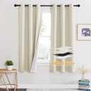 RYB HOME Soundproof Curtains for Bedroom, PM2.5 Particle Filter 100% Blackout Energy Saving Small Window Curtains for Baby Nursery Living Room Home Office, Beige, W 42 x L 63 inches, 2 Pcs