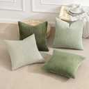 MIULEE Decorative Throw Pillow Covers Set of 4 Summer Light Green Gradient Natural Earthy Modern Classic Soft Corduroy Cushion Covers for Sofa Couch Bed Living Room Spring Home Decor 18x18 Inch