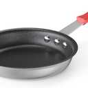 DUMOS 8 Inch Nonstick Frying Pan, Heavy-Gauge Aluminum Skillet, Red Handle