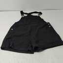 Women Loose Denim Bib Hole Pants Overalls Jeans Demin Shorts Jumpsuit Solid Color Romper with Pockets (Medium, Black)