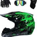 Dirt Bike Off-Road Motocross ATV Motorcycle Helmet for Men Women,Professional Competition Helmet DOT Certified (Green, X-Large)