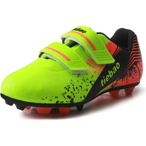 T&B Kids' Soccer Cleats Firm Ground Football Boots Outdoor Sports Neon Green/Orange 76660A-Lv-35