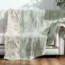 jinchan Boho 100% Cotton Muslin Twin Size 60x80 Inches Blanket Lightweight 4-Layer Quilted Soft Green and Beige Floral Throw Blanket Reversible Comfy Flower Breathable All Seasons Couch Bedroom Decor