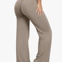 OQQ Yoga Pants Women High Waist Stretch Casual Soft Straight Leg Bottoms, L,Taupe