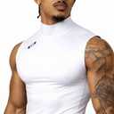 Nxtrnd Men's Turtleneck Compression Tank Top, Sleeveless Mock Neck (White, S)