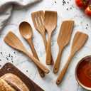 6 Pack Acacia Wood Spatula Set Non Toxic Kitchen Utensils for Cooking Spoon Flat Wooden Wok Spatula Spurtle Kitchen Tools Slotted Turner Scraper Bamboo Cooking Utensil Set Fish Egg Flipper Spatulas