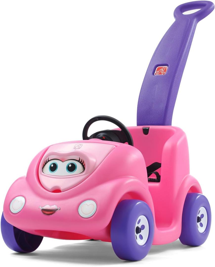 Step2 Push Around Buggy Kids Push Car, Ride On Toy, Stroller Substitute, Includes Seat Belt & Horn, Made of Durable Plastic, Max Weight 50 lbs., For Toddlers 1.5-4 Years Old, Pink, Large