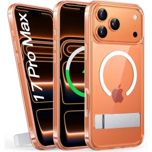 BXYJY for iPhone 17 Pro Max Case Magnetic with Stand, Compatible with MagSafe & Wireless Charging, Military Grade Shockproof, Transparent Slim Thin Hard Men Women Case for iPhone 17 Pro Max, Clear