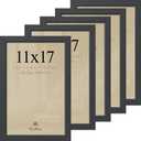 11x17 Picture Frame 5 Pack, Black Solid Wood Poster Frame for Wall