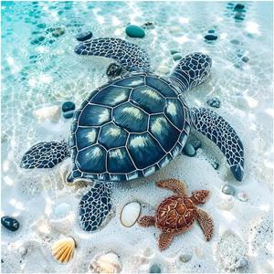 DIADAY Sea Turtles Diamond Painting Kit, Diamond Art Kits for Adults, 5D Full Round Drill Turtles Diamond Art Painting, DIY Gem Craft Arts Home Wall Decor Gift, 12 x 12 Inches
