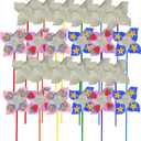 4E's Novelty 24 Pack DIY Pinwheels Craft for Kids, Bulk Summer Pinwheel Craft Kit, Color Your Own Paper Windmill for Pinwheels for Kids July 4 Party, Bulk Pinwheel for Spring Art and Creativity