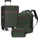 U.S. Traveler Vista Way 3-Piece Travel Set, 21-Inch Carry-on Hardside with TSA Lock, 18-Inch Travel Backpack with Laptop Sleeve, Toiletry Bag, Green