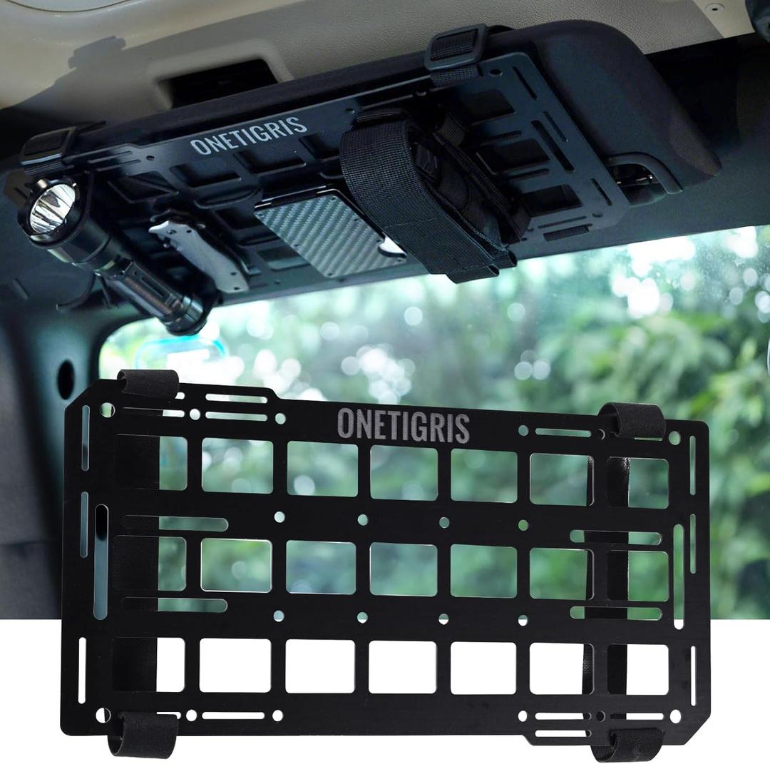 OneTigris Molle Visor Organizer, Fiberglass Rigid MOLLE Panel, Tactical Versatile Car Sun Visor Organizer Interior Accessories Holder for Vehicle, SUV, Trucks