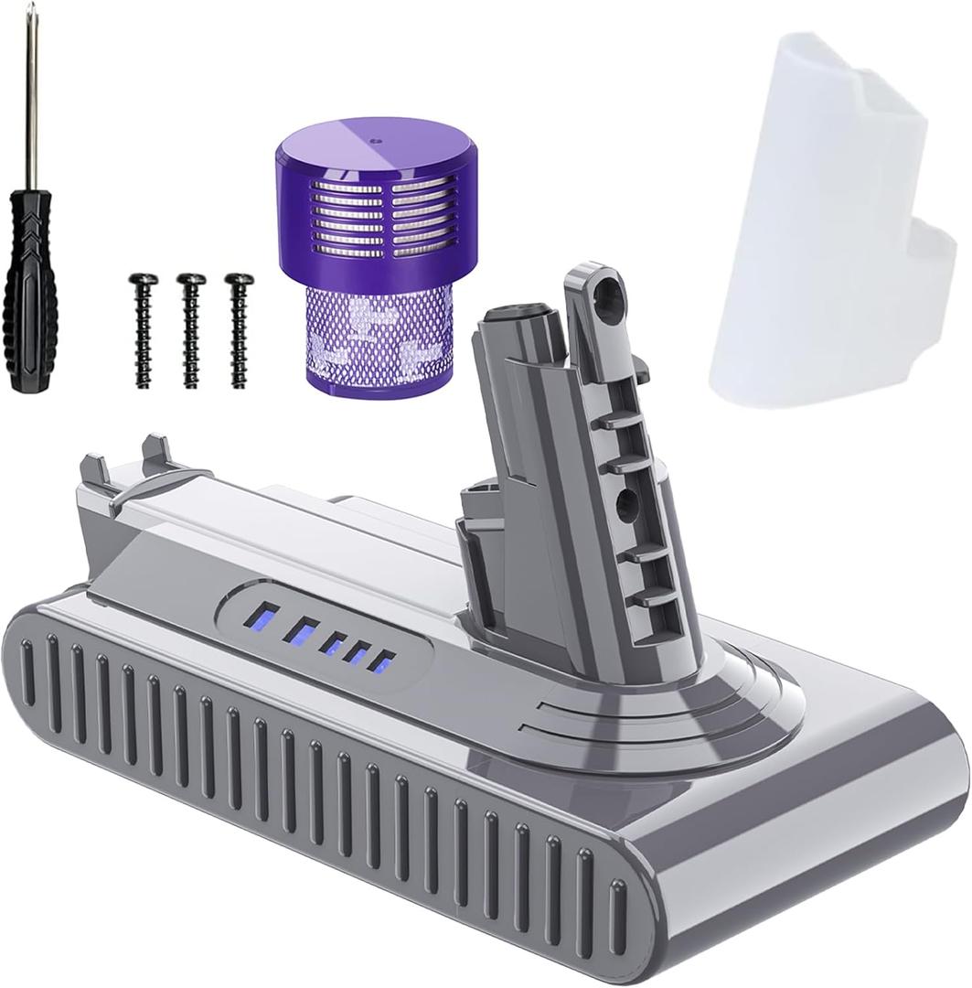 POWTREE 7000mAh 25.2V Li-ion Replacement for Dyson V10 Battery 242151 Compatible with Dyson SV12 Series Vaccum Cleaner V10 Cyclone V10 Animal V10 Absolute V10 Motorhead, with Post Filter