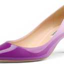 JOY IN LOVE Women's Shoes Low Heels Pointy Toe Kitten Heel Daily Pumps (7, White Purple Patent)