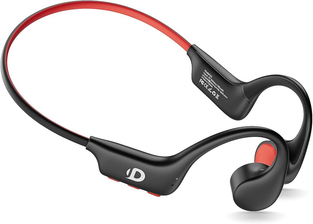Open Ear Sport Headphones, Wireless Bone Conduction Earphones, Built-in 32GB MP3,with Mic, IP68, Sweat & Water Resistant, Up to 8 Hours Battery, Bluetooth 5.3,for Running,Workouts (Normal, Red)
