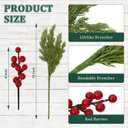 15 Pcs Christmas Artificial Pine Branches with Red Berry Stems, 18" Faux Evergreen Pine Cedar Stems, Fake Green Foliage Pine Needles Picks for DIY Craft Xmas Home Decor(15, Cypress & Barries)