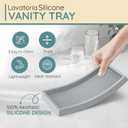 Silicone Countertop Tray  Small 7.8" Bathroom Vanity Organizer for Soap Dispenser, Lotion Bottles, Perfume, Candles, Keys  Shatterproof Sink Tray (Single - Small (7.8" x 3.9" x 0.8"), Gray)