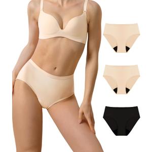 Adult Womens Incontinence Protective Underwear Washable Bladder Leak Proof Postpartum Panties 56ml Absorbency 3 Pack (Skin-Skin-Black, M)