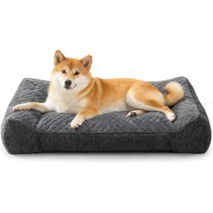 JOEJOY Orthopedic Dog Bed Medium Sized Dogs, Extra Thick Supportive Big Dog Couch Bed with Sides, Ultra Soft Pet Bed Sofa, Grey, 35''x25''
