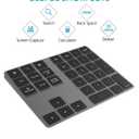 Foloda Bluetooth Numeric Keypad, Aluminum Rechargeable 34-Keys Wireless Number Pad External 10 Keys Numpad Data Entry Compatible for Laptop MacBook Mac Windows (Black)