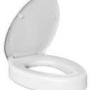 Elevated Toilet seat 3 inch, Elongated Toilet seat risers for Seniors, Slow Close, Heavy Duty, Never Loosen, Raised Toilet seat Elongated Bowl, White(18.5)