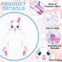 2 x Easter Bunny Door Banner Decorations Cute Cartoon Rabbit Hanging Porch Sign Banner Pink Giant Happy Easter Door Cover for Front Door Home Wall Garage Decor Spring Birthday Baby Shower Party Supplies