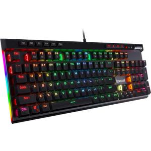 Redragon K580 VATA RGB LED Backlit Mechanical Gaming Keyboard with Macro Keys & Dedicated Media Controls, Hot-Swappable Socket, Onboard Macro Recording (Blue Switches)