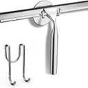 FARMER Shower Squeegee for Glass Doors, 10-Inch Glass Squeegee for Windows, Car Glass and Mirrors, Multi-Purpose Stainless Steel Squeegee with Suction Wall Hook and Over Door Hook, Silver