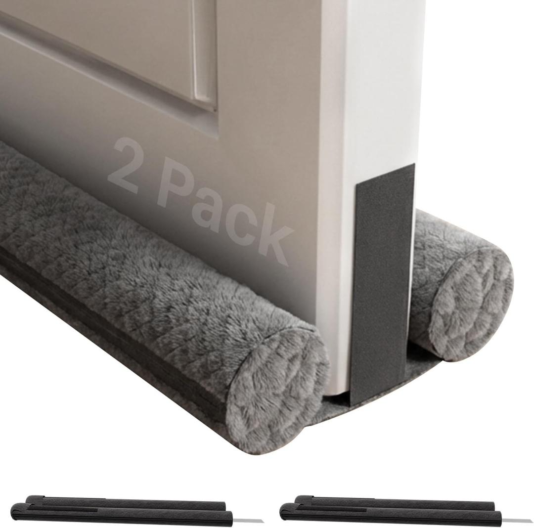 Shouken 2 Pack Premium Velvet Under Door Draft Stopper, 30'' to 36'' Adjustable Gap Filler, Double-Sided Windproof Seal, Easy Install to Block Noise, Cold Air, Light, Dust, and Drafts