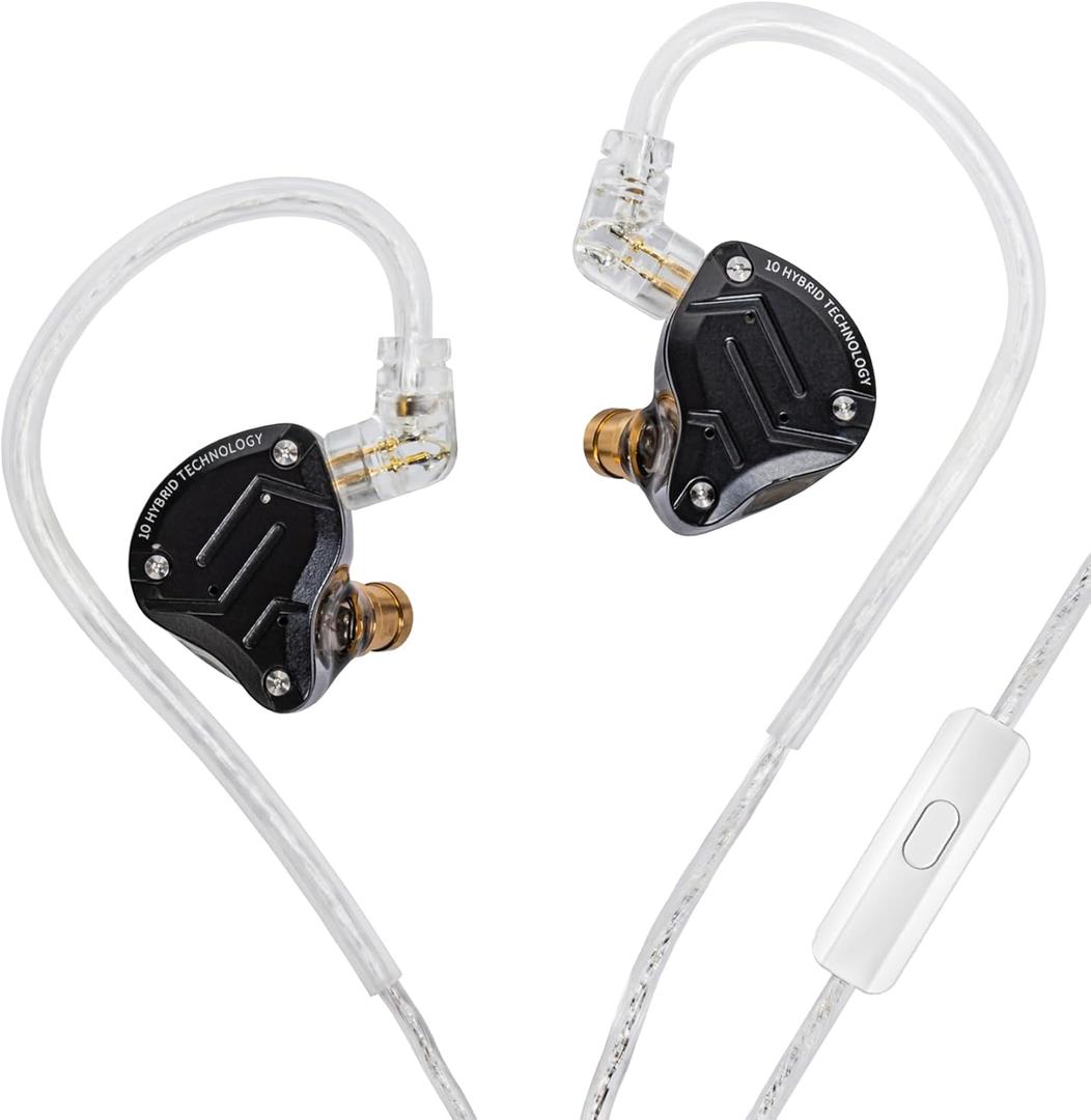 KZ ZS10 PRO Gaming Earbuds Headphone,KZ in Ear Monitor IEM Wired Headphone, 4BA+1 DD Bass Professional Earphone with Detachable Cable for Musicial System (ZS10 PRO-Matte Black, with Microphone)