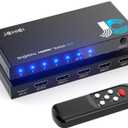 HDMI 2.1 Switch 4 in 1 Out 8K@60Hz 4K@120Hz, 4 Ports HDMI Switcher Splitter Selector with Remote, Support HDCP 2.3 HDR 10+ Dolby Vision/Atmos 48Gbps CEC for Apple TV Game PC PS Pro Xbox Roku