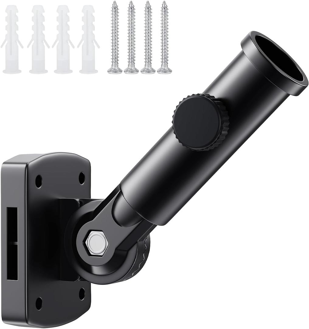 PHITRIC Adjustable Flag Pole Holder, Multi-Position Mounting Flag Bracket, Heavy Duty Flag Pole Holder for Outside House, Premium Aluminum Alloy Strong Rust Free Bracket with Hardwares (Black)