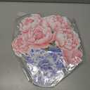 AceOrbit Peonies Flower Wall Art Decor 13.8 Inch Pink Flower Wall Decor Blue and White Chinoiserie Porcelain Wooden Hanging Sign Peonies for Front Door Indoor Outdoor Farmhouse Home Porch