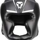 LangRay Boxing Headgear for Kids Adults: MMA Kickboxing Headgear with Mesh, Headgear for Sparring Karate Taekwondo Martial Arts (Small, Black)