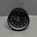 SHISEDECO Alarm Clock with Backlight, 4.5 inches Bedside Analog Non-Ticking Silent Small Deskclock with Arabic Numerals, Battery Operated Round Tableclock for Living Room, Bedroom (Black Color)