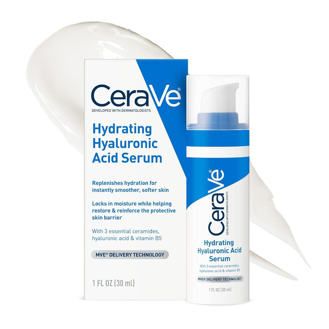 Cerave Hyaluronic Acid Serum for Face with Vitamin B5 and Ceramides, Hydrating Face Serum for Dry Skin, Fragrance Free, 1 Ounce