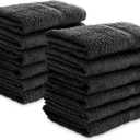 SIMPLI-MAGIC 79178 Cotton Hand Towels, 16"x27", Black, Not Bleach Proof, 12 Count