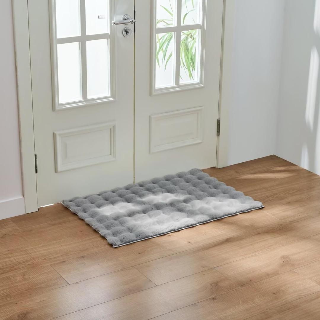 3D Bubble Mat Faux Fur Floor Mat Area Rug 700GSM Super Soft Plush Fluffy Fur Rugs for Hallway Nursery Rugs Home Dcor Rectangle-Grey,4 * 6ft