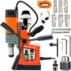 Magnetic Drill Press, 1400W Mag Drill Press with 2" Dia. 2922lbf/13000N Mag Force, 810 RPM Electric Drilling Machine with Stepless Speed & Reversible Direction for Metal Surface & Home Improvement