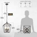 4 Light Chandelier Lighting, Industrial Ceiling Light Black Lantern with Brushed Gold, Geometric Metal Hanging Light Fixture with Adjustable Chain, E12 Base for Entryway Kitchen Island, Indoor Use