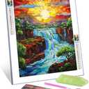 Native United State Diamond Painting DIY 5D, Numbering Kit, America Niagara Falls Crystal Rhinestone Diamond Painting Landscape at Sunset Pictures/Artwork Home Decor Adult Boho Gift(12''Wx 16''H) 2 Pack