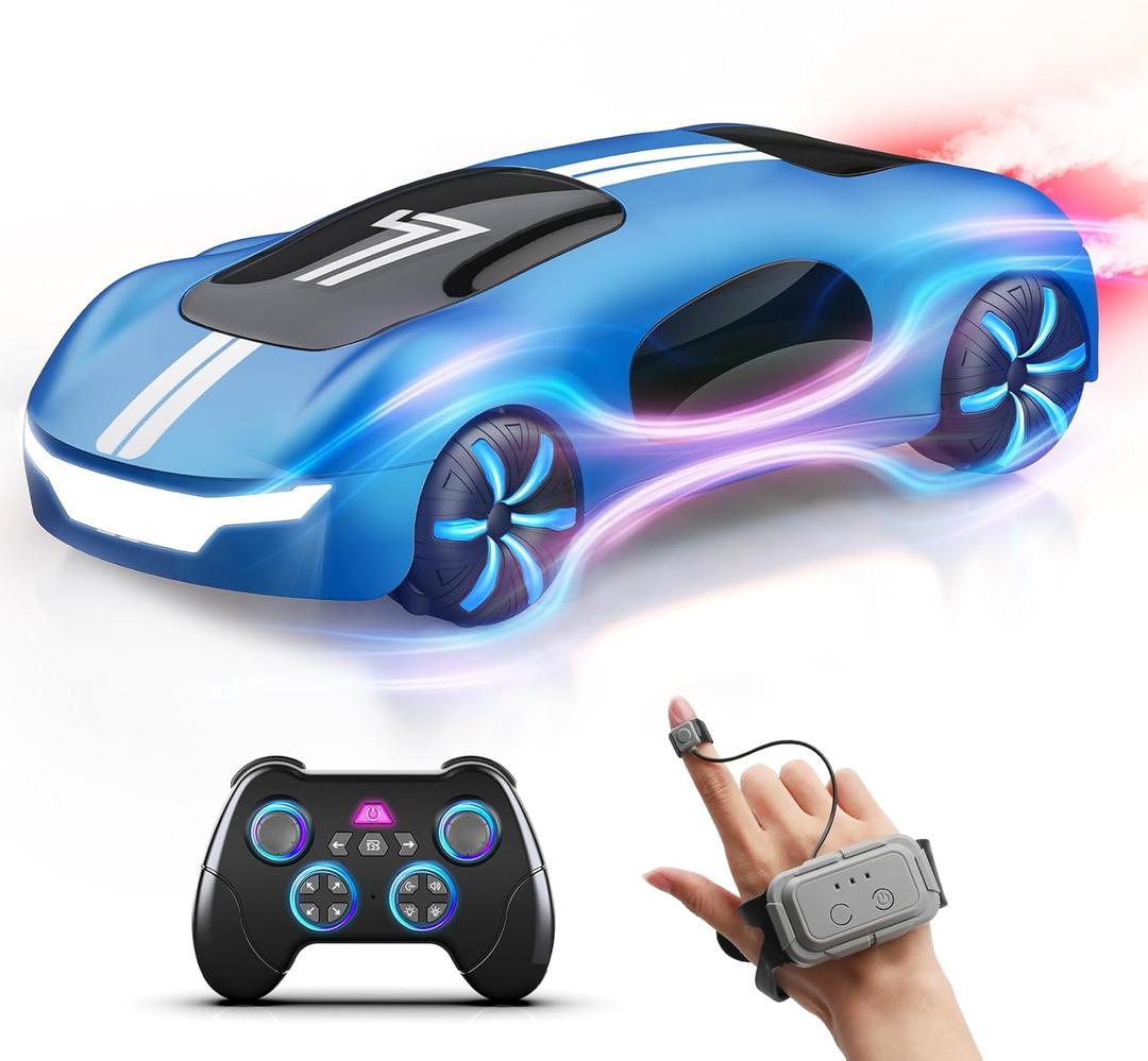 Gesture Sensing Remote Control Car, Drift RC Stunt Car with Light Spray & Sound, 2.4GHz Hobby RC Cars Toy for Kids, 360 Rotate, Birthday Gifts for Boys Girls 4-12 (Blue)