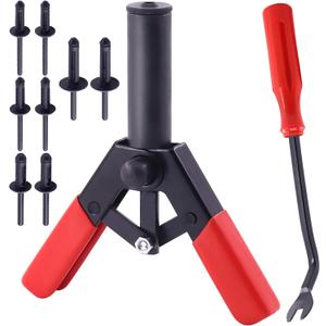42Pcs Plastic Rivet Gun Set with 40Pcs 4Sizes Nylon Blind Rivets and 1Pcs Fastener Removal Tool, Hand Riveter Suitable for Automotive and More