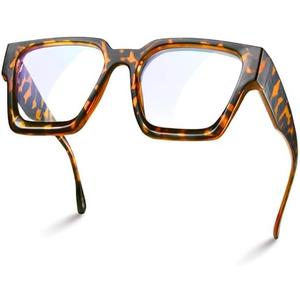 livho Oversized 99% Blue Light Glasses for Woman - Rectangle Fashion Glasses for Computer, Chic Preppy Frame - Anti Eyestrain