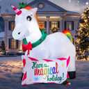 Joiedomi 6 FT Long Christmas Inflatable Magical Unicorn with Build-in LEDs, Blow Up Inflatables for Christmas Party Indoor, Outdoor, Yard, Garden, Lawn Winter Decorations