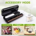 Vacuum Sealer for Food - Tempered Glass Panel, LED Touch Control, Digital Display, Pulse/Moist/Dry/Seal/External Suction Modes, Includes 50 Vacuum Bags & Built-in Cutter(Black)