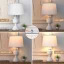 Table Lamps Set of 2, Modern Farmhouse Nightstand Lamp with USB Ports, 3-Way Dimmable Touch Control Washed White Bedside Lamps with Off-White Linen Shade for Bedroom Living Room, Bulbs Included