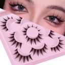 Cosplay Eyelashes Doll Anime Lashes Mink Japanese Spiky Manga Natural False Eyelashes Wispy Long Thick Ruffle Fake Eye Lashes 5 Pairs